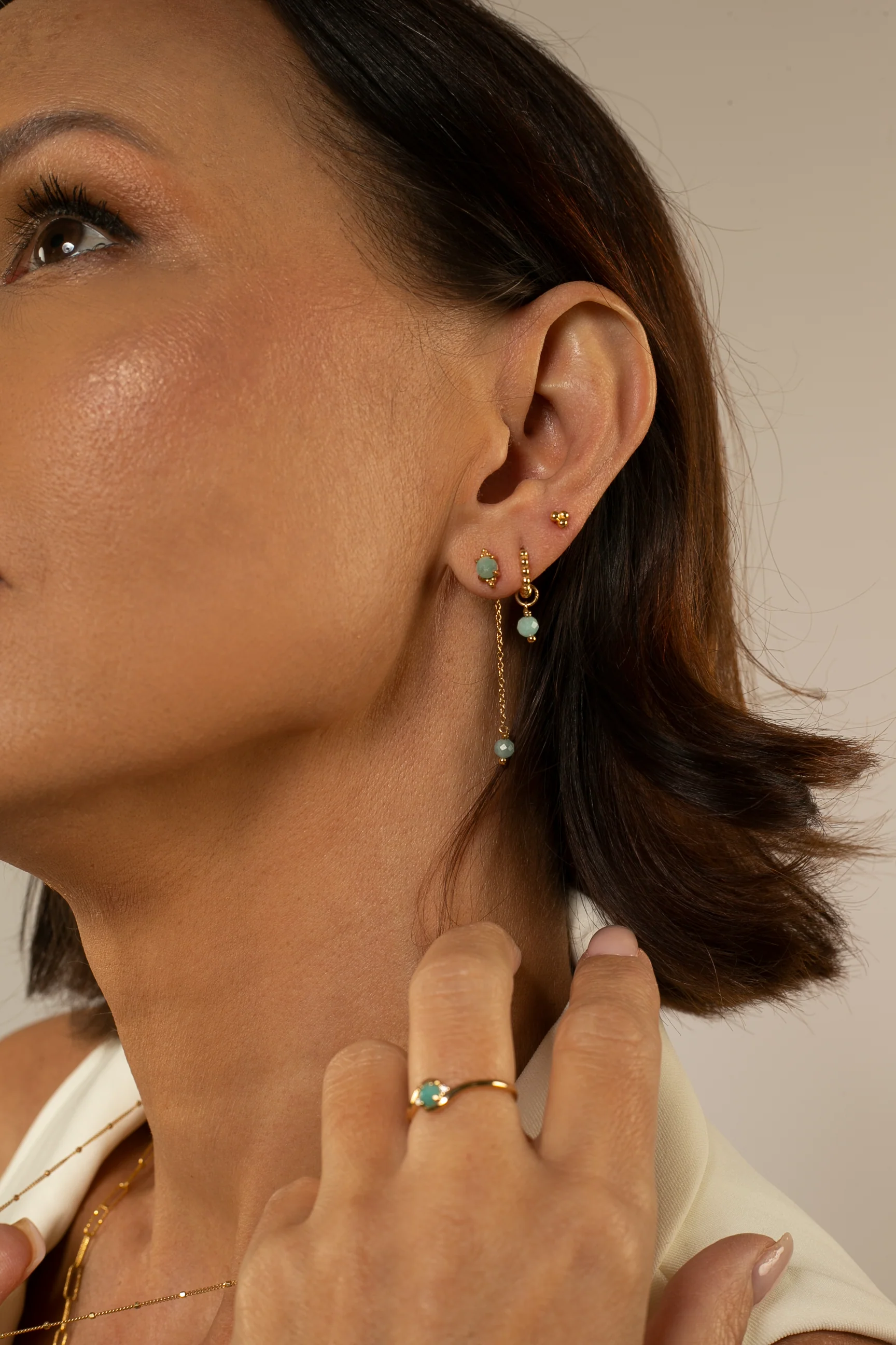 Beaded Huggie Hoops - Image 5
