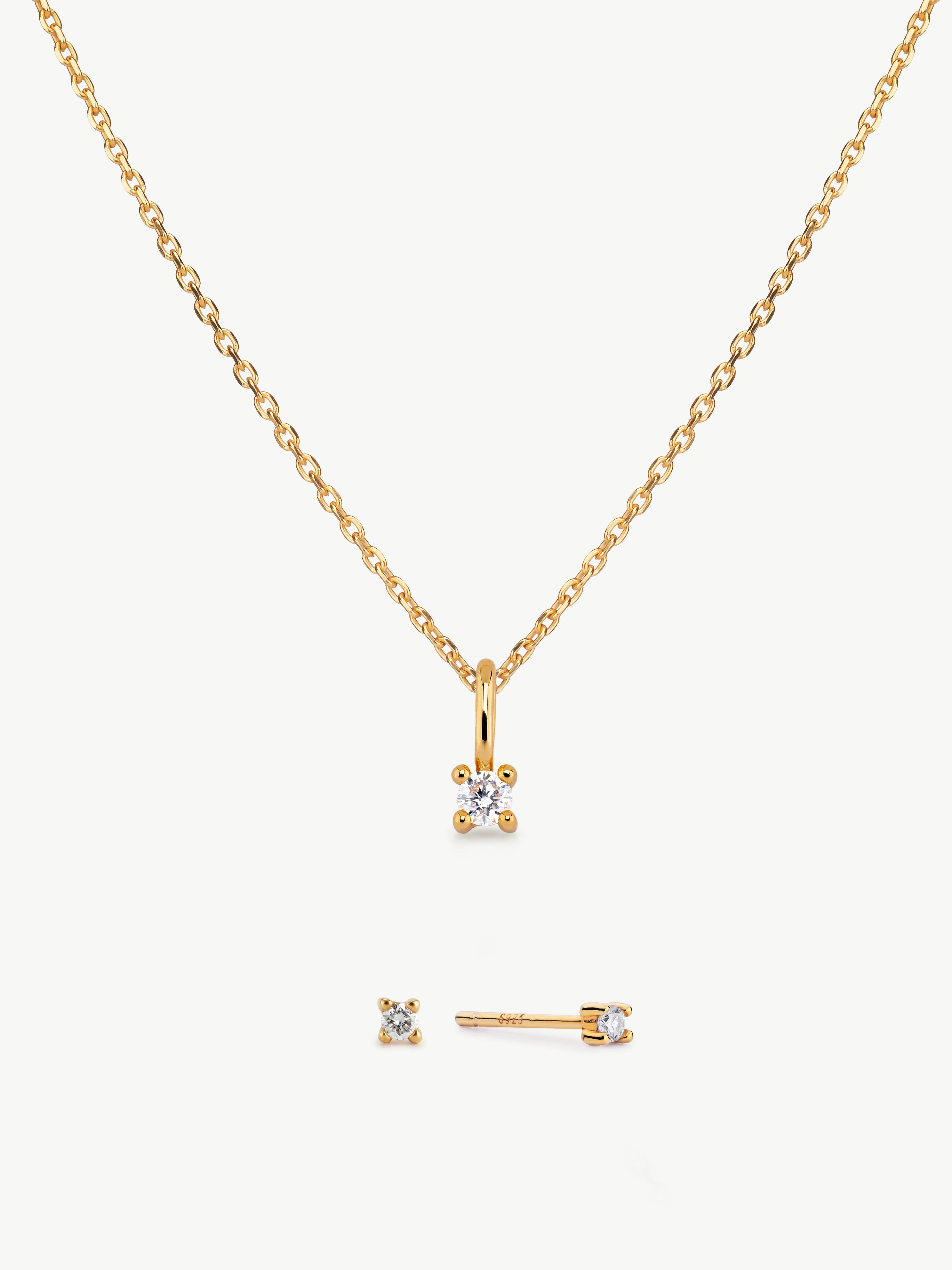 Classic Diamond Set with Mini Studs - Gold Vermeil