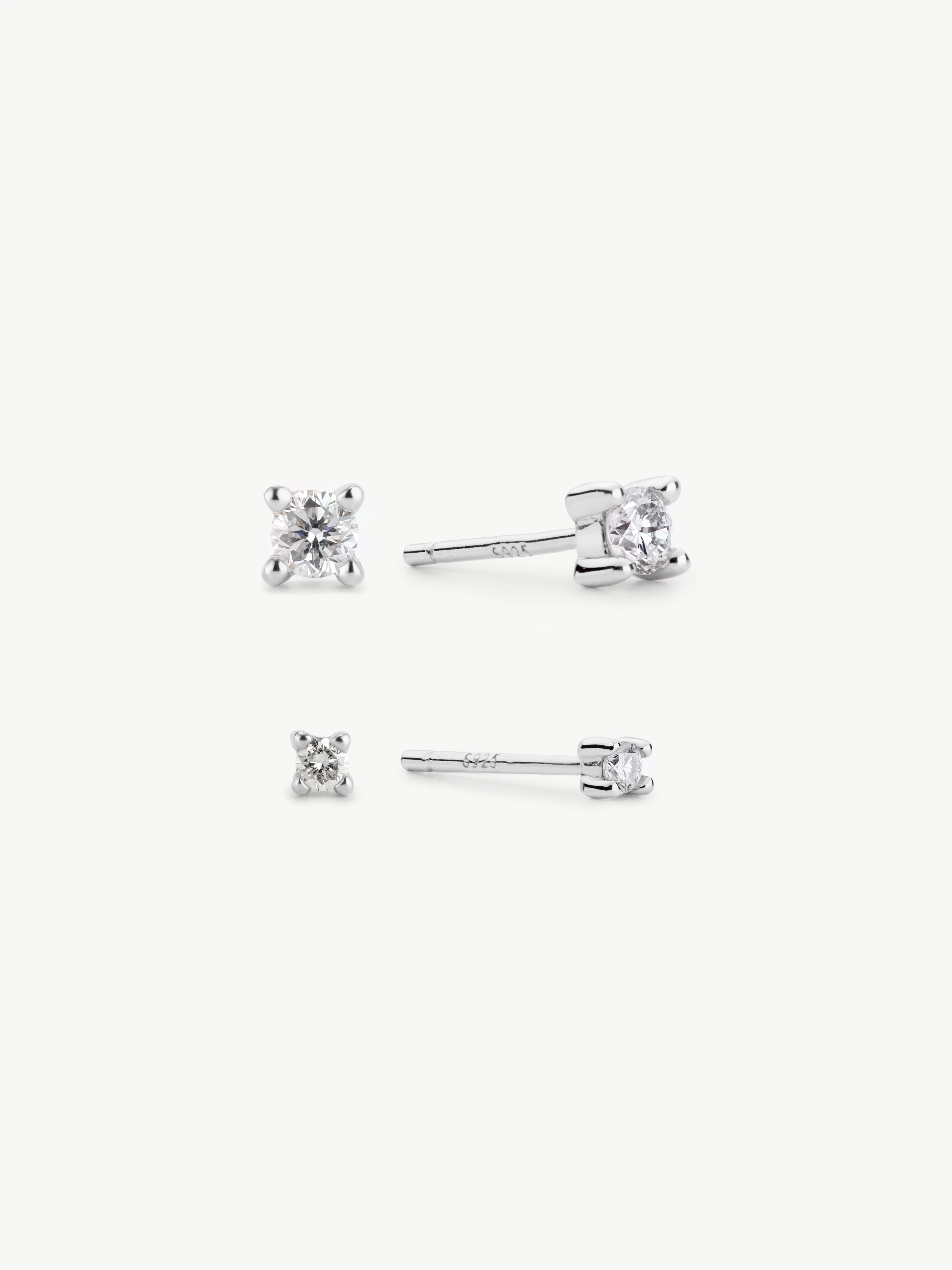 Classic Diamond Stud Set - Sterling Silver