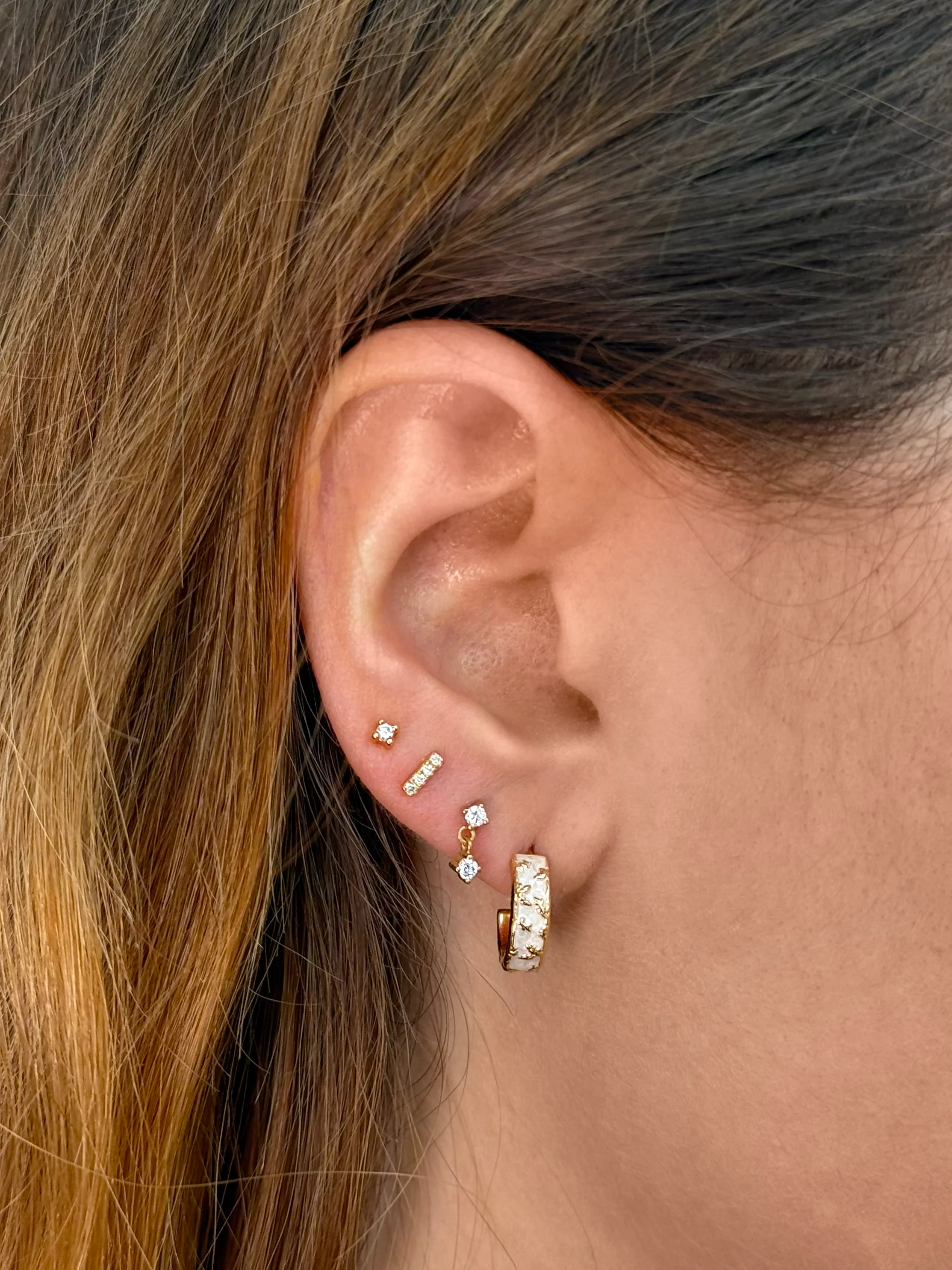 Flora Mother Of Pearl Style Enamel Hoops - Image 2