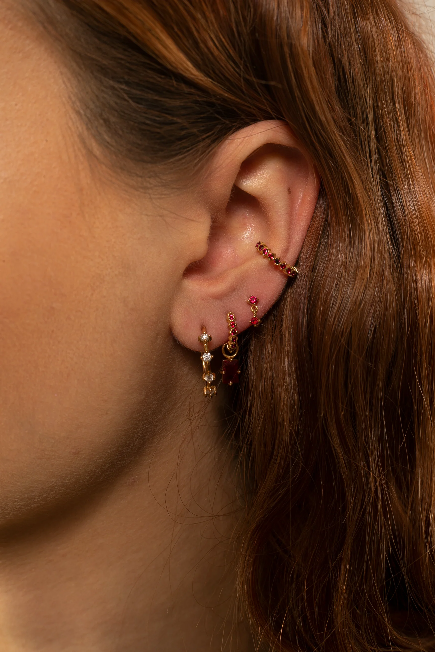 Ruby Huggie Hoops - Image 2